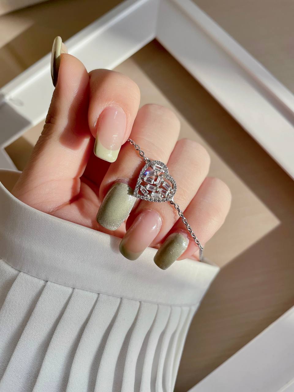 دستبند نقره زنانه طرح قلب کد:14476