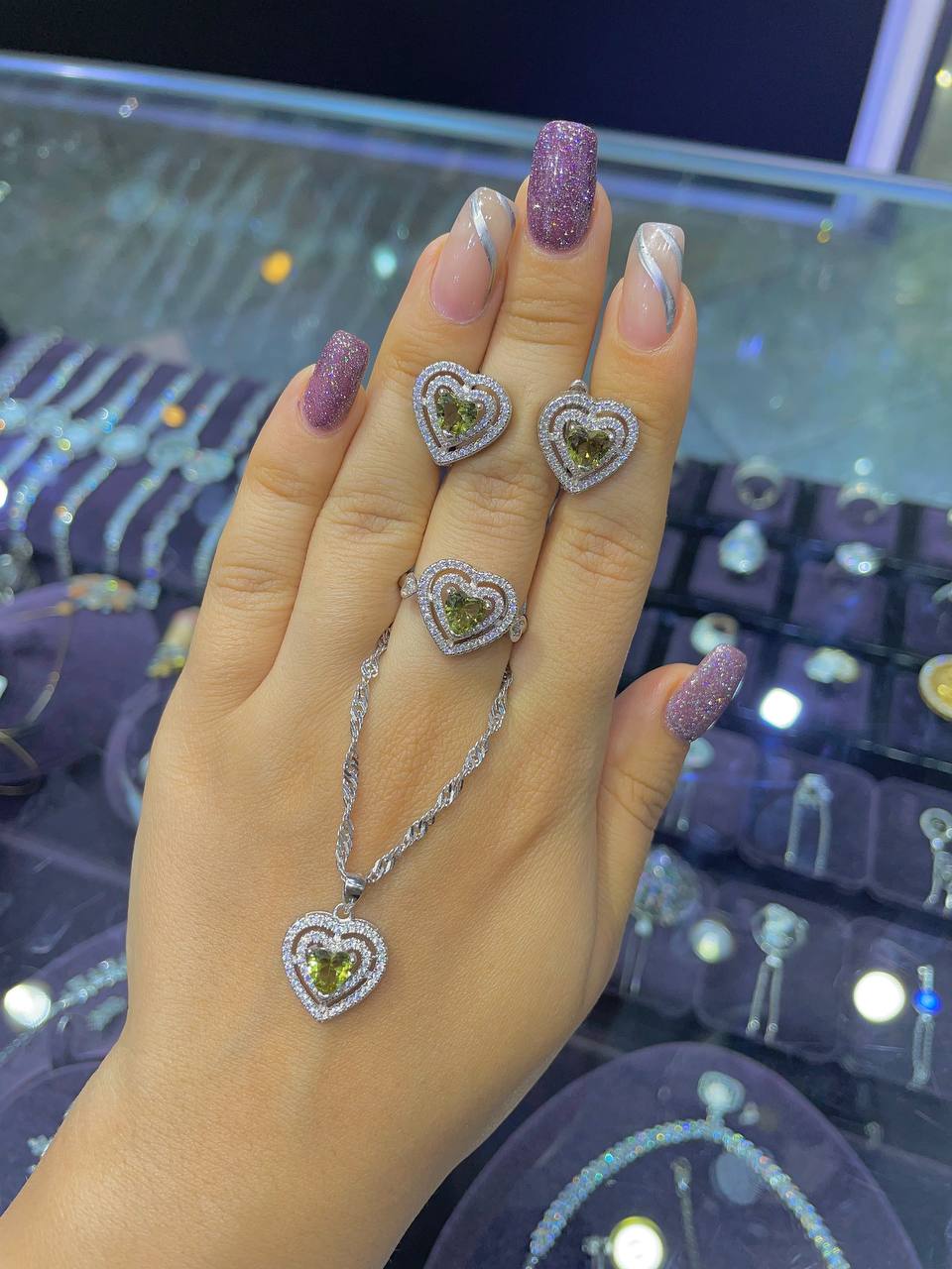نمونه نیمست زنانه نقره طرح قلب کد:15008